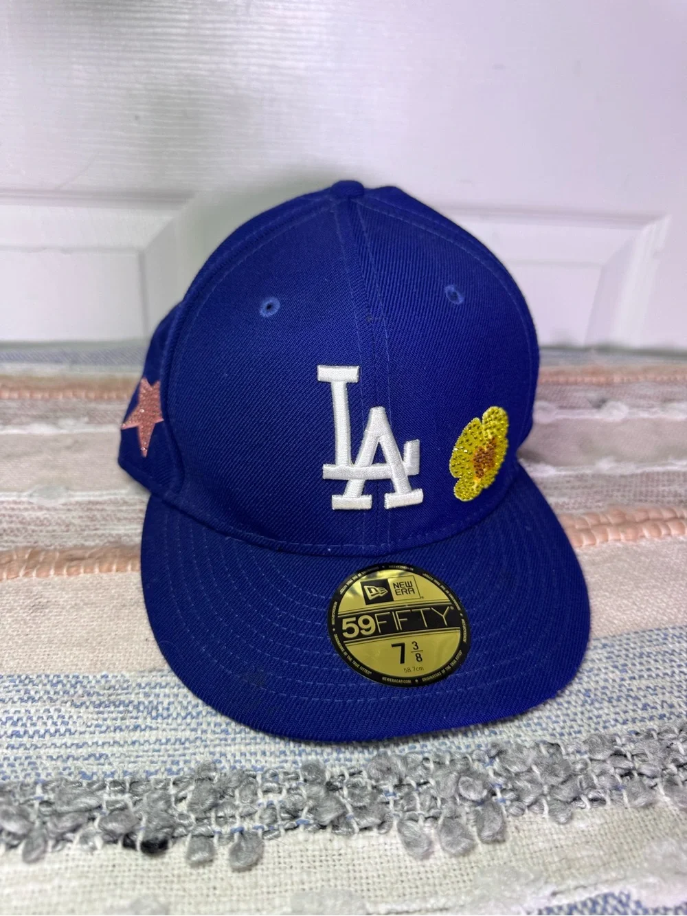 New Era LA Dodgers Fitted Cap in Royal Blue with Embroidered Patches